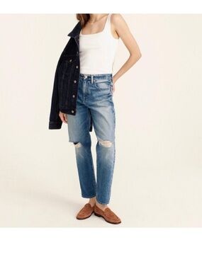 J. Crew Indigo Wash Distressed Boyfriend Jeans Size 25
